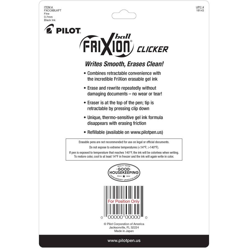 FriXion 8ct Pens Clicker 0.7mm Black, 3 of 6