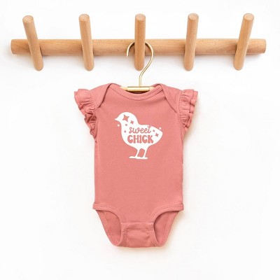 The Juniper Shop Sweet Chick Chick Baby Flutter Sleeve Bodysuit