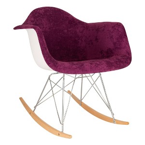 LeisureMod Wilson Single Modern Velvet Upholstered Rocking Chair for Nursery or Living Room - 1 of 4