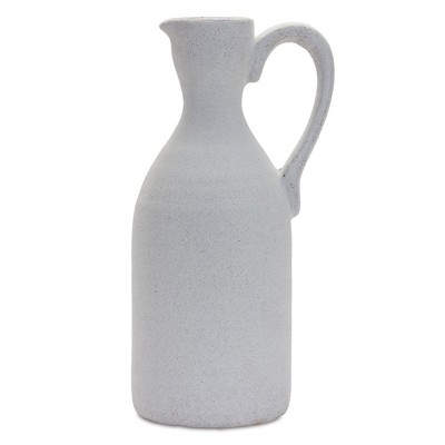 Melrose Modern White Clay Pitcher Vase 13.5"H