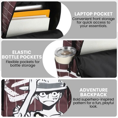 One Piece Luffy Character Art 18.5” Adult Brown Backpack — фото 5