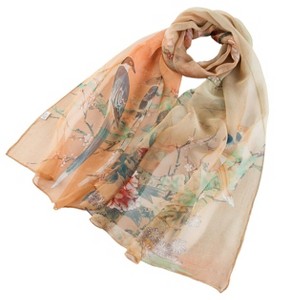Signare USA Chiffon Bird Blossom Sand Chiffon Scarf - 1 of 4