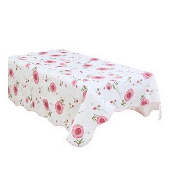 PiccoCasa Rectangle Vinyl Water Oil Resistant Printed Tablecloths Pink Flower 41"x60"