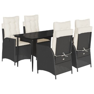 vidaXL Garden Dining Set Table: Black, Cushions: Cream White - 1 of 4