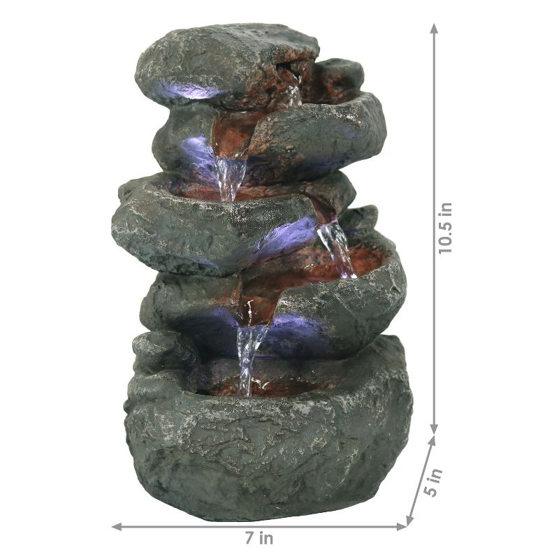 Sunnydaze Indoor Home Decorative Relaxing Stacked Rocks Tabletop Water Fountain with LED Lights - 10", 4 of 16
