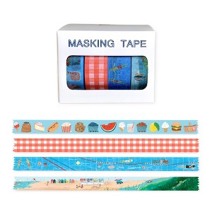 Summer Club Everyday Masking Tape by Ramus & Co - 4ct Rolls, Assorted - 1 of 3