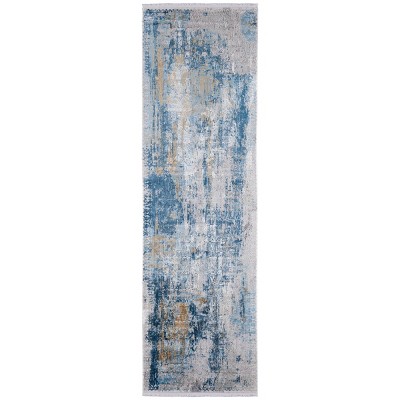 Cadiz Modern Abstract Blue/Gray/Gold Area Rug
