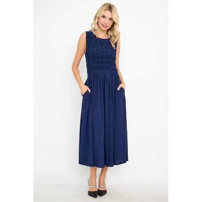 WEST K Women's Elowen Smocked Bodice Knit Midi Dress