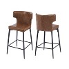 DOMETOUR 28 inch Counter Height Bar Stools Set of 2 Modern Bar Upholstered Chair with PU Leather Metal Footrest for Kitchen Island - 3 of 4