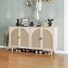 GDFStudio Barrie Modern 59" Rattan and Wood Rectangle Storage Cabinet with 4 Doors - 2 of 4