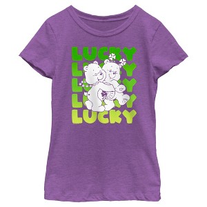 Girl's Care Bears St. Patrick's Day Good Luck Bear and Funshine Bear Lucky T-Shirt - 1 of 4