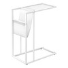 Monarch Specialties Accent Table, C-shaped, End, Side, Snack, Magazine Storage, White Leather Look, White Metal - 4 of 4