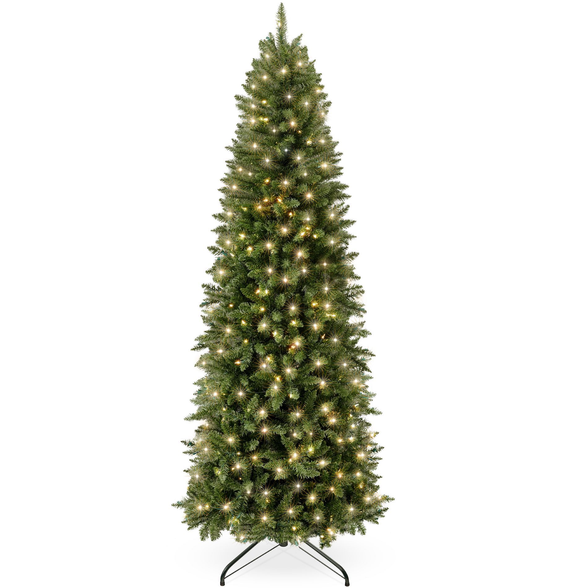 Best Choice Products 9ft Artificial Pencil Christmas Tree with Viral Twinkling Lights, Pre-Lit Spruce, 450 Lights