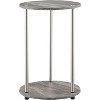 HomeStock Round Two Tier End Table with Stainless Steel Legs, Sturdy Particleboard Shelves and Modern Contemporary Style - 2 of 4