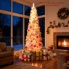 Tangkula Pre-Lit Christmas Tree Slim Pencil Xmas Tree w/ Snow Flocked PVC Branch Tips - 2 of 4