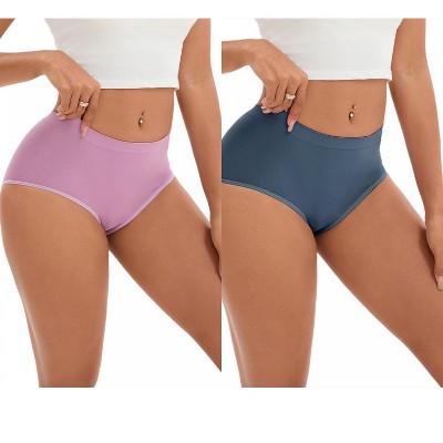 INSPIRE CHIC 2 Pcs Women's Tummy Control High-Waisted Briefs Butt Lifter Full-Coverage Underwear