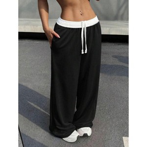 Coolmee Womens Straight Wide Leg Sweatpants Elastic Waist Casual Baggy Athletic Pants Loose Jogger Pants - 1 of 4