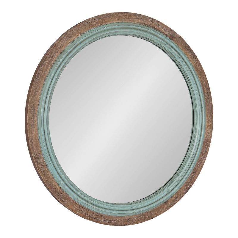 Kate and Laurel Palmer Wood Round Wall Mirror, 26" Diameter, Blue, 1 of 9