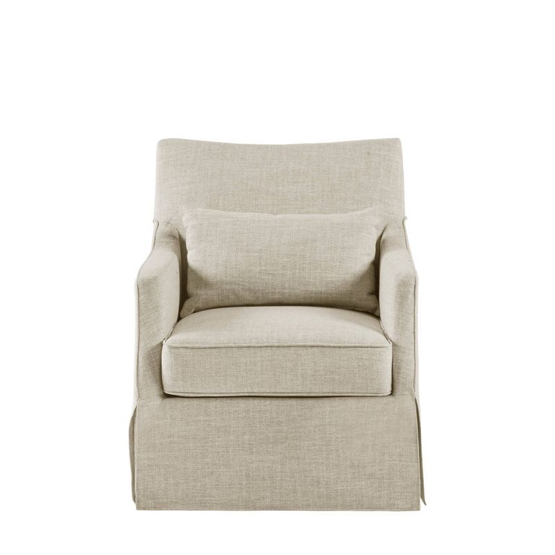Martha Stewart London Skirted Swivel Chair Textured Beige, 1 of 11