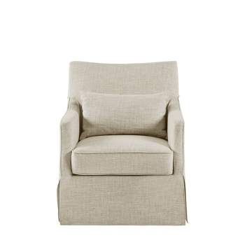 Martha Stewart London Skirted Swivel Chair Textured Beige