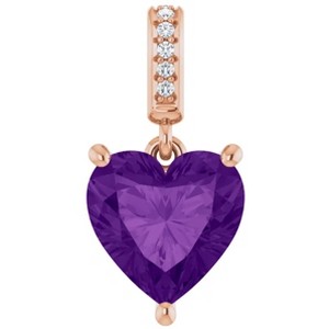 Pompeii3 9mm Amethyst Women's Heart Pendant in 14k Gold Solitaire Necklace 6mm Tall - 1 of 4