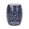 CAVINAS Modern Iron Patio Side Table with Tropical Palm Leaf Cut Design, Modern Barrel-Shaped Patio End Tables, Iron-cut  Outdoor Table - 4 of 4