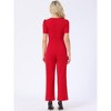 INSPIRE CHIC Women's Work Elegant Square Neck Puff Short Sleeve Loose Wide Leg Jumpsuits Romper - 3 of 4