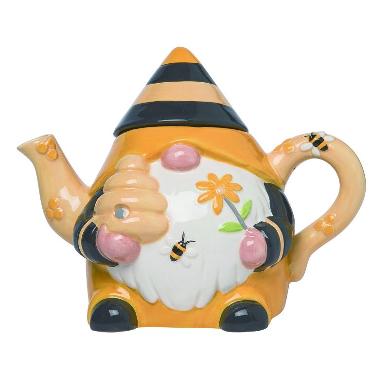 Transpac Ceramic 8 in. Yellow Spring Gnome Tea Pot, 1 of 4