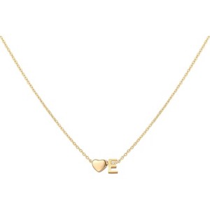 Personalized Heart Initial Necklace 18K Gold Plated Stainless Steel Gift - 1 of 4