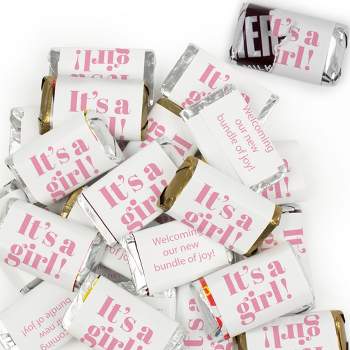 It's a Girl Baby Shower Candy Favors Personalized Peanut M&M's Fun Size  Bags (24 Pack) - Pink Foil - Fully Assembled Bulk Candy (3x4 in) Favor for