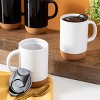 Gibson Home Modani 2 Piece 16.5 Ounce Stoneware Mug Set with Lid and Cork Base - 2 of 4