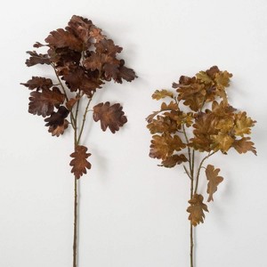Sullivans Artificial Oak Leaf Stem Brown 31"  Set of 2 - 1 of 2