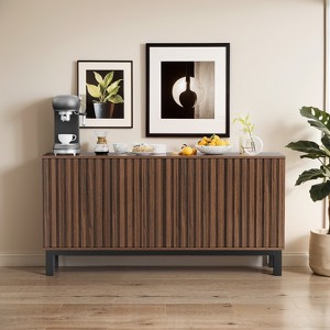 Buenhomino 63" Sideboard Buffet Cabinet, 4-Door Kitchen Storage Cabinet with Adjustable Shelves, Farmhouse Accent Buffet Sideboard - 1 of 4