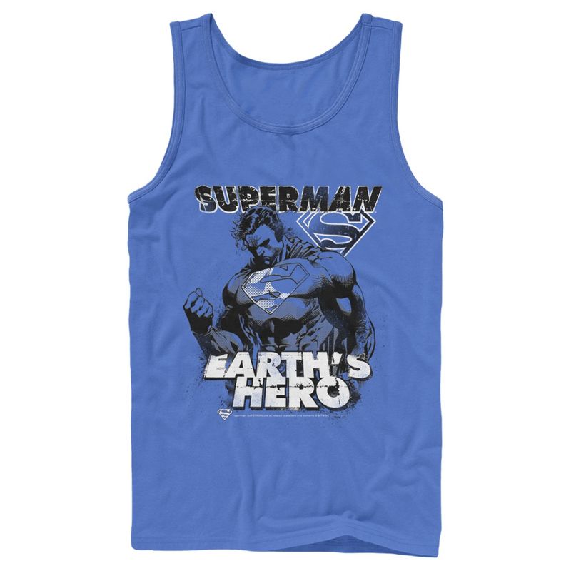 Men's Superman Grunge Earth's Hero Tank Top, 1 of 4