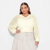 Women's V-Neck Open Work Pullover Sweater - Wild Fable™ - 2 of 3