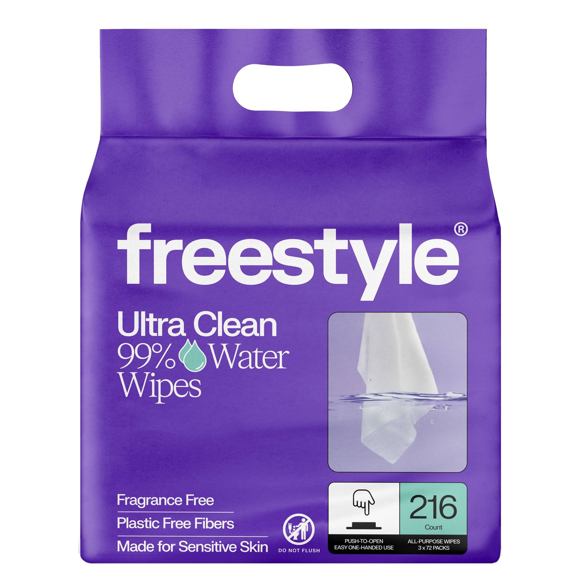 Freestyle 99% Water Baby Wipes, Fragrance Free for Sensitive Skin - Unscented(Select Count)