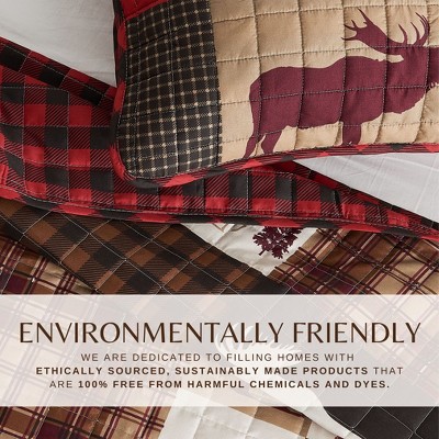 Rustic Hemlock Red/Brown Twin Reversible Microfiber Quilt Set