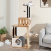 Tangkula Wood Cat Tree w/Dual Cat Condos Sturdy Metal Tubes Frame Sisal Scratching Posts - 2 of 4