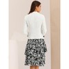 Allegra K Women's Chiffon V Neck Contrast Panel Work Jacket Dress Suit Set 2 Pcs - 4 of 4