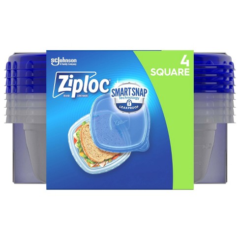 Ziploc Square Containers with Smart Snap Technology - 4ct - image 1 of 4