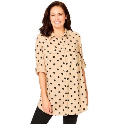 Woman Within Plus Size Utility Button Down Shirt