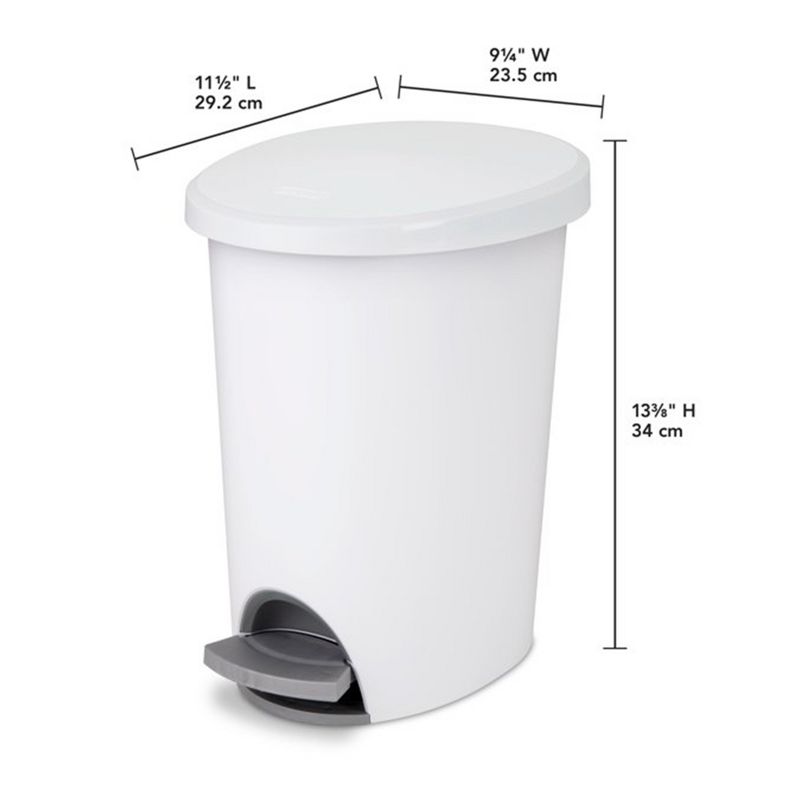 Sterilite Ultra StepOn Wastebasket with Lid, Ideal for the Bathroom, Bedroom or Home Office, Black Lid & Base with Pedal & Liner,, 3 of 7