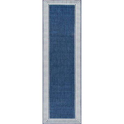 nuLOOM Asha Striped Border Stain Resistant High Traffic Outdoor Area Rug