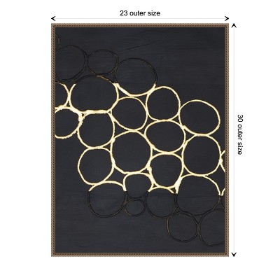 Gold Combo III Abstract Canvas Art with Bronze Frame