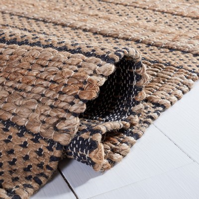 Handmade Black and Natural Cotton Jute 5' x 8' Area Rug