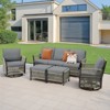 Buenhomino 5-Piece Patio Set – Sofa, 2 Swivel Chairs & 2 Ottomans, UV-Resistant Resin Wicker with Powder-Coated Steel Frame - 2 of 4