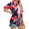 Nlife Womens Button Down Hawaiian Shirts Short Sleeve Floral Print Summer V Neck T-Shirt Casual Summer Beach Blouses Tops - 4 of 4