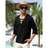 WhizMax Men's Cotton Linen Henley Shirt Lace Up Long Sleeve V Neck Casual Beach Hippie Shirts - image 3 of 4