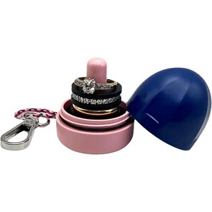 Ring Holder Keychain, Portable Waterproof Jewelry Organizer and Pill Case for Travel & Gym, Olive Green - 1 of 4