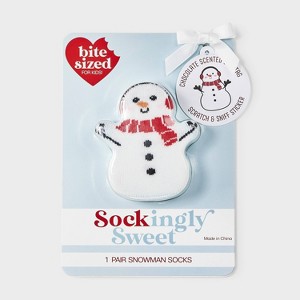Kid's 'Let It Snow' Snowman Christmas Crew Socks - Light Blue/White/Red 2-5 - 1 of 3